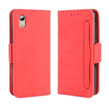 Imagem de Capa para ZTE Blade A3 Lite,Retro magnético Flip Case,Design de carteira de couro PU com slots de cartão removíveis -Red