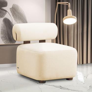 Imagem de Poltrona Decorativa Para Sala Kit 2 Helora Bouclê E03 - D'rossi Cor Cinza Claro