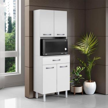 Imagem de Armário Cozinha Paneleiro 61cm Microondas Joseane Branco A09 - D'rossi