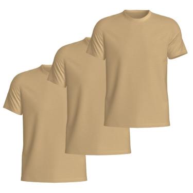 Imagem de Kit 3 Camisetas Basicas Gola Redonda Lisa Camisa Masculina de Algodão-Masculino