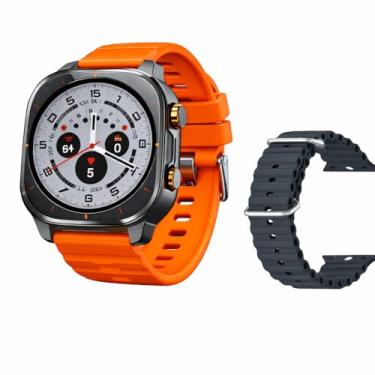 Imagem de Microwear Ma27 SmartWatch, IP68 Resistente à Água, Pulseira de Silicone Laranja + Pulseira Preta, Carregamento Magnético Sem Fio, Monitor de Frequência Cardíaca