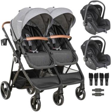 Imagem de Carrinho Kiddo para Gemeos com 2 Bebe Conforto Cosmos Grafite