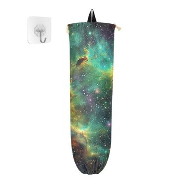 Imagem de Organizador de armazenamento de saco plástico de galáxia bonito, dispensador de sacolas de supermercado na parede, organizador de sacos para armazenamento de sacolas plásticas de cozinha