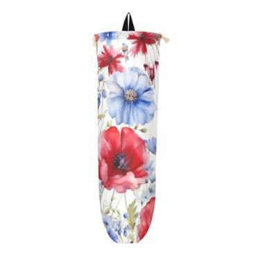 Imagem de Porta-sacos plásticos florais aquarela, dispensador de sacolas plásticas para sacolas de supermercado, bolsa de armazenamento de cozinha, 1 pacote