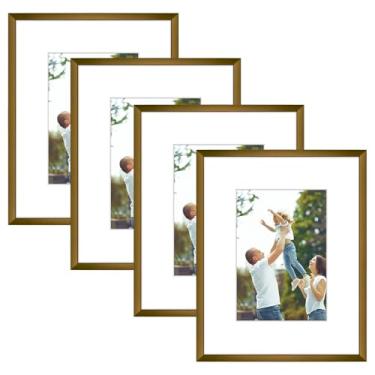 Imagem de Golden State Art, Aluminum Picture Frame And Real Glass- 8x10 Picture Frames with Ivory Color Mat for 5x7 Photo Display- Wall Decor or Tabletop Display (Bronze, 4-Pack)