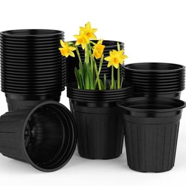 Imagem de 24 peças de vasos para berçário de 3 galões, vaso inicial de sementes, vasos de plástico para mudas de flores com orifícios de drenagem, recipiente flexível para plantas de jardim interno e externo