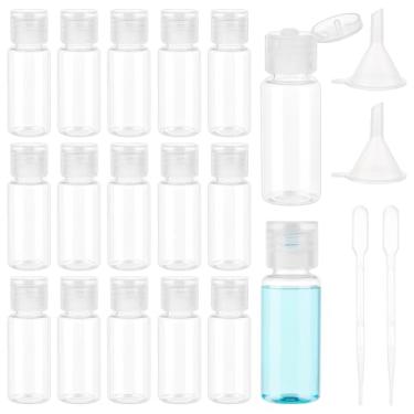 Imagem de BENECREAT Pacote com 50 frascos de amostra vazios de plástico com conta-gotas e funil, recipientes de tamanho de viagem de 30 ml, frasco de plástico vazio para cosméticos, óleos essenciais, cuidados