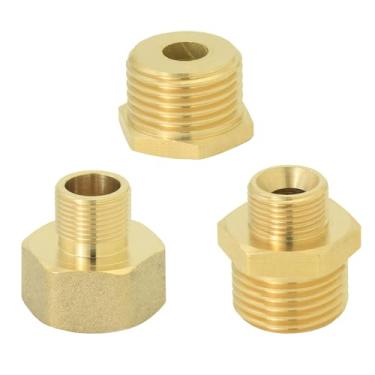 Imagem de Adaptador de rosca macho-fêmea de 1/5.1 cm a 3/20.3 cm – Redutor de tubo de latão para linhas de abastecimento de água de torneira de cozinha/banheiro/RV, com conector de encaixe de compressão à prova