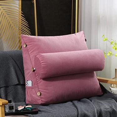 Imagem de BAGASI Almofada de leitura triangular, almofada de descanso para sofá-cama, almofada de cunha e encosto de cunha macia, para descanso de costas, almofada de cunha com almofada de pescoço ajustável