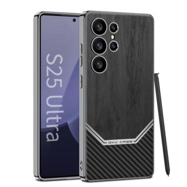 Imagem de LYJSMGZ Capa magnética para Samsung Galaxy S25 Ultra/S25 Plus/S25, proteção de câmera com tudo incluído, moldura galvanizada, capa de couro PU à prova de choque, preta, S25 Ultra