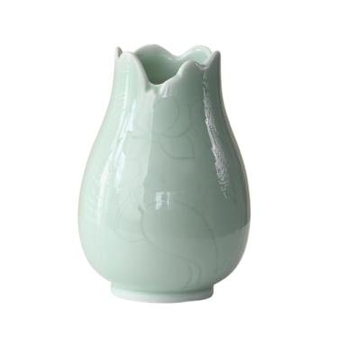 Imagem de Vaso de flores Vaso de cerâmica para decoração casa, ideal para flores e arranjos mesa com capim-dos-pampas