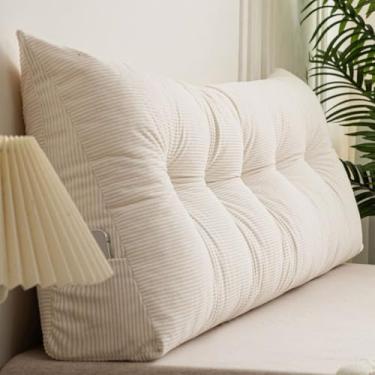 Imagem de Almofada de cabeceira em cunha para descanso de cama, almofada triangular para sentar na cama, suporte de posicionamento do encosto, travesseiro longo para sofá-cama, branco, 200 x 50 x 20 cm