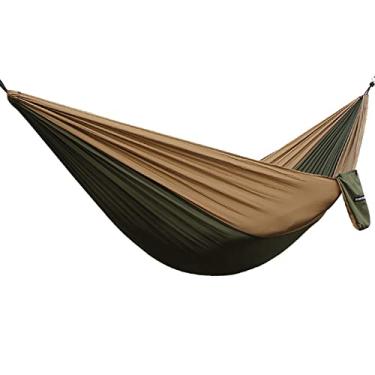 Imagem de Rede dupla de acampamento para 1 2 pessoas com alças de árvore, rede de nylon leve e portátil de paraquedas 210T para caminhadas, viagens, mochila e quintal, I, 220 x 90 cm