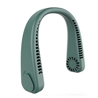 Imagem de AEWFRRV 1 peça Ventilador sem lâmina ventilador de pescoço ventilador recarregável USB mudo fãs de esportes para casa ventilador portátil ao ar livre ar condicionado portátil (cor: verde) yubin1993 (cor: verde)