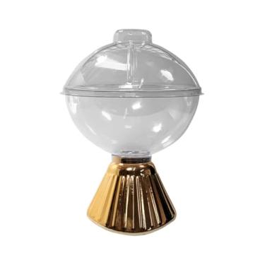 Imagem de Taça Gourmet de Acrílico 1 Litro Dourado Para Sobremesa Lembrancinha Com tampa