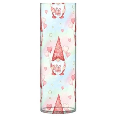 Imagem de CEBUGI Vaso de flores Gnomos Hearts 10 cm x 30 cm Vaso cilíndrico para flores, vaso transparente inquebrável para decoração de casa de festa de casamento