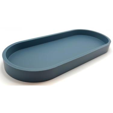 Imagem de Happitasa Bandeja de silicone premium | Organizador de banheiro e superfície com base antiderrapante resistente | Seguro para calor, lavável na lava-louças (azul mochy)
