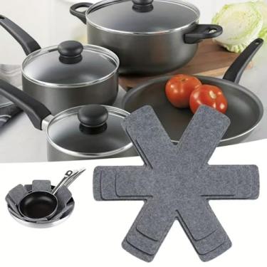 Imagem de Conjunto de 3 peças de protetores de panela não tecido, divisórias de panelas de vários tamanhos, almofadas de separação de panelas, tecido não tecido durável engrossado