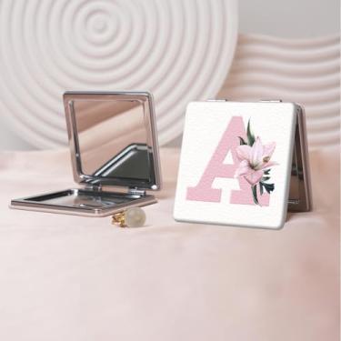 Imagem de Espelho de maquiagem portátil estilo carta minimalista, mini espelho de maquiagem portátil dobrável, espelho de bolso flip de dupla face com ampliação, adequado para todos em várias ocasiões