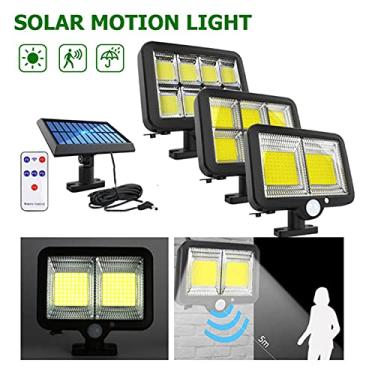 Imagem de Luz de inundação COB alimentada por energia solar com controlador sensor movimento PIR 3 modos iluminação bateria recarregável integrada IP65 resisten