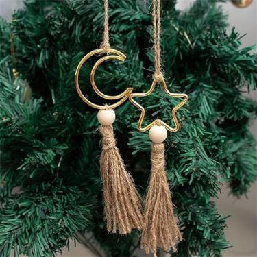 Imagem de 1 par de enfeites de metal feitos à mão com borlas, enfeites clássicos de festival para árvores de Natal, grinaldas, guirlandas, carros, salas de estar, quartos, mochilas