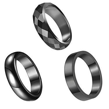 Imagem de Anéis terapêuticos de drenagem linfática para mulheres, anti-inchaço, hematita preta, obsidiana para homens, Pedra, Sem pedra preciosa