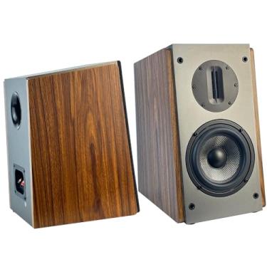 Imagem de SAMTRONIC Alto-falantes passivos de estante de livros Woofer de alto rendimento de 13,3 cm e tweeter de fita de 10 cm, um par de alto-falantes - Precisa de amplificador ou receptor para operar (marrom