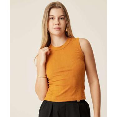Imagem de Blusa Regata Feminina Canelada Marisa-20024, Laranja, PP