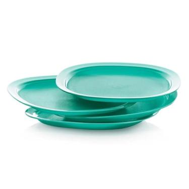 Imagem de Tupperware Pratos de almoço reaquecíveis para micro-ondas 24 cm, conjunto de 10 cm, verde