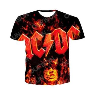 Imagem de Camisetas Unissex AC DC Impressas Em 3D Com Gola Redonda E Manga Curta