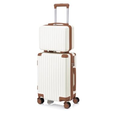 Imagem de Conjunto Mala de Bordo 10kg + Frasqueira ABS com Cadeado TSA – Rodas Duplas 360° – Kit Viagem Completo(Bege/Marrom,51×33×20cm)