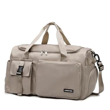 Imagem de AMSOH Bolsa de viagem feminina, multifuncional, para esportes ao ar livre, academia, academia, fim de semana, bolsa de viagem noturna, Caqui, One Size