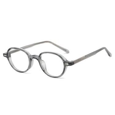 Imagem de Óculos retrô de armação pequena oval com estampa de leopardo, unissex, com rebites (cinza)