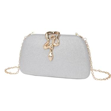 Imagem de CYSUE Bolsas femininas modernas para noite, bolsa mensageiro, bolsa de mão para festa e banquete, Prata, One Size