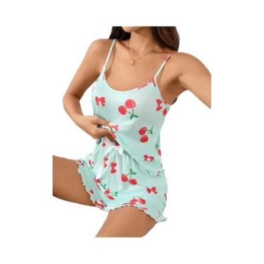 Imagem de Conjunto De Pijama Feminino De Verão Respirável E Macio Com Estampa, T