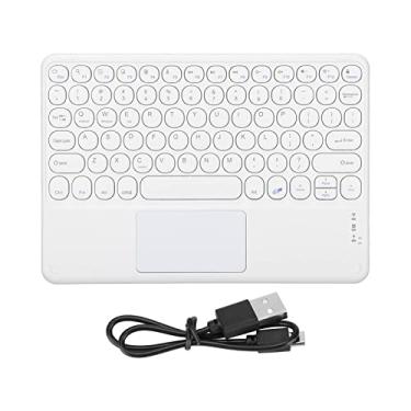Imagem de Teclado Touchpad, Teclado Sem Fio Com Bluetooth Recarregável Com 10 Polegadas E Volta, Touchpad Portátil, Mini Teclado Sem Fio Ultra Slim(Branco)