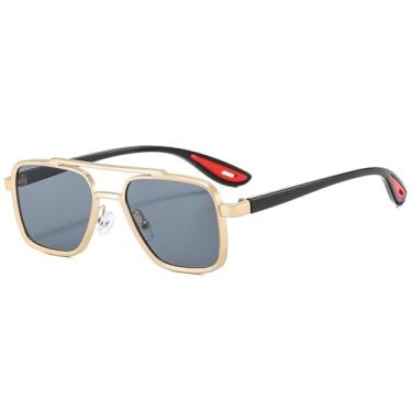 Imagem de Óculos de Sol UV400 - Ponte Dupla, Lentes Transparentes Estilo Oceano, para Homens e Mulheres, Esportes ao Ar Livre, Corrida, Ciclismo, Dourado e Preto