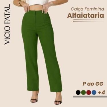 Imagem de Calça Feminina de Alfaiataria Reta Calça Social Básica Leve Fecho Discreto Elegante Cintura Alta-Feminino