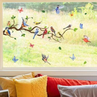 Imagem de Decalques de janela para evitar ataques de pássaros dupla face anticolisão adesivos de janela coloridos adesivos estáticos removíveis reutilizáveis de vidro de vinil à prova d'água (Bird B)