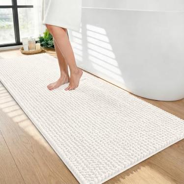Imagem de OLANLY Tapetes de banheiro espessos 118 x 61 cm, tapetes de banho de chenille absorventes extramacios, suporte de borracha, lavar à máquina e secar, tapetes de banho para piso de banheiro, banheira e