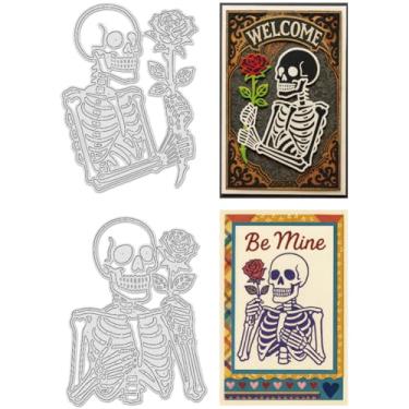 Imagem de UNICRAFTALE 2 peças de matrizes de corte de aço carbono rosa esqueleto, estênceis recortados em relevo para fazer cartões, faça você mesmo, álbum de fotos, diário, decoração, artesanato