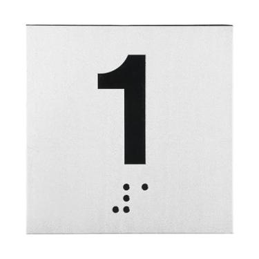 Imagem de PATIKIL Placa número de sala de exames, placa número 1 de 10 cm x 10 cm com identificação autoadesiva em braille e tátil para assistência de escritório no centro de teste, preto em prata