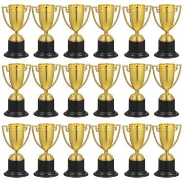 Imagem de Yardwe 24 peças de copos de troféu de futebol pequenos prêmios de plástico durável para competições esportivas noturnas de jogos e lembrancinhas de festa para adultos acabamento brilhante fácil de