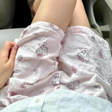 Imagem de Calças De Pijama De Algodão Puro Kawaii Hello Kitty, Cintura Alta, Per
