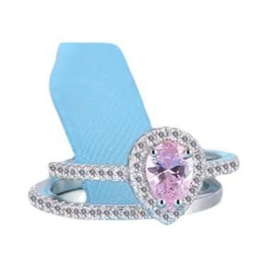 Imagem de Conjunto De Anel De Noivado E Casamento Em Prata Esterlina 925 Com Zir