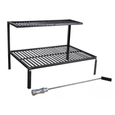 Imagem de Grelha em Aço Carbono Parrilla Rústica Barra Chata 60cm Atiçador de Fo