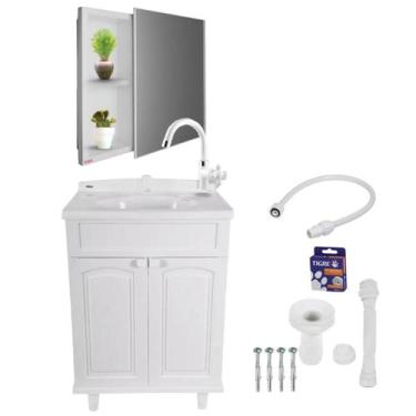 Imagem de Kit Gabinete Branco para Banheiro Plástico Gab Max Astra com Espelho A