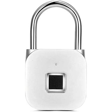 Imagem de Feiyx Cadeado inteligente de impressão digital, IP65 à prova d'água, sem chave, anti-roubo, recarregável, USB, cadeado de tempo de espera extremo, para academia, armário escolar, bolsa, bicicleta