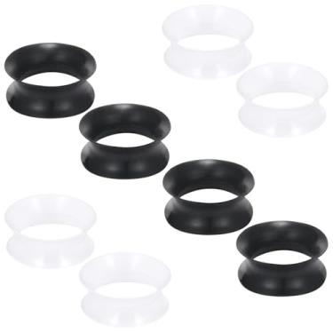 Imagem de Pexveiuu Brincos de orelha de silicone transparente preto 10G-50 mm túneis de borracha macia brincos de alargamento duplo túneis flexíveis para mulheres e homens, Silicone, silicone