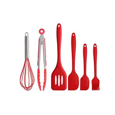Imagem de U5GAAALPPQ9 Conjunto de utensílios de cozinha de silicone, 6 peças, espátula, espátula de silicone, escova de óleo, batedor de ovos, colher de cozinha e espátula